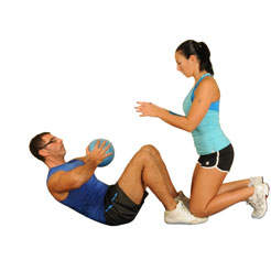 Partner Sit-Ups With Medicine Ball Toss