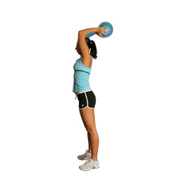 Standing Overhead Triceps Extension With Medicine Ball