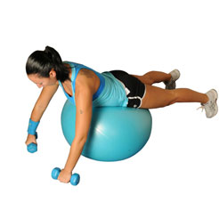 Dumbbell Reverse Flys Lying On Ball