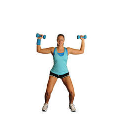 Dumbbell Suquat With Calf Raise And Overhead Press