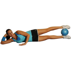 Lying Double Leg Raises With Medicine Ball