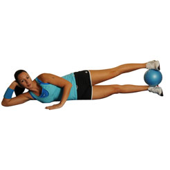 Lying Double Leg Raises With Medicine Ball