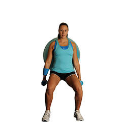 Wall Squats With Dumbbells&Ball