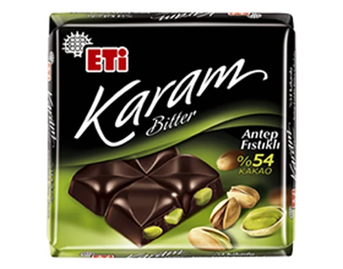 Eti Karam %54 Kakaolu Antep Fıstıklı Bitter Çikolata