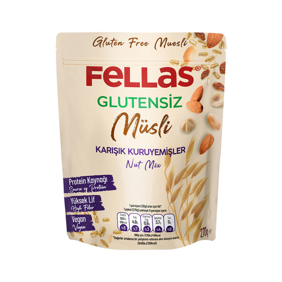 Fellas Glutensiz Müsli- Karışık Kuruyemişli