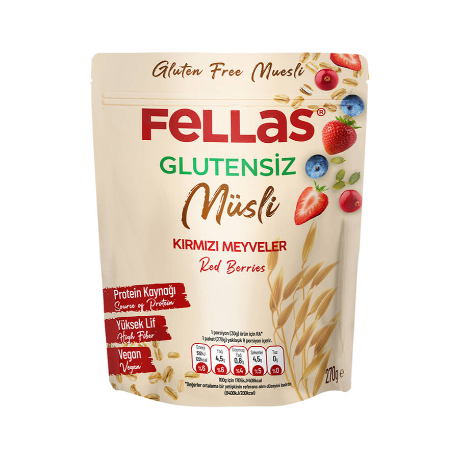 Fellas Glutensiz Müsli- Kırmızı Meyveli