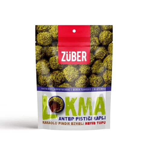 Züber Lokma- Antep Fıstık Kaplı Kakaolu Fındık Ezmeli Meyve Topu